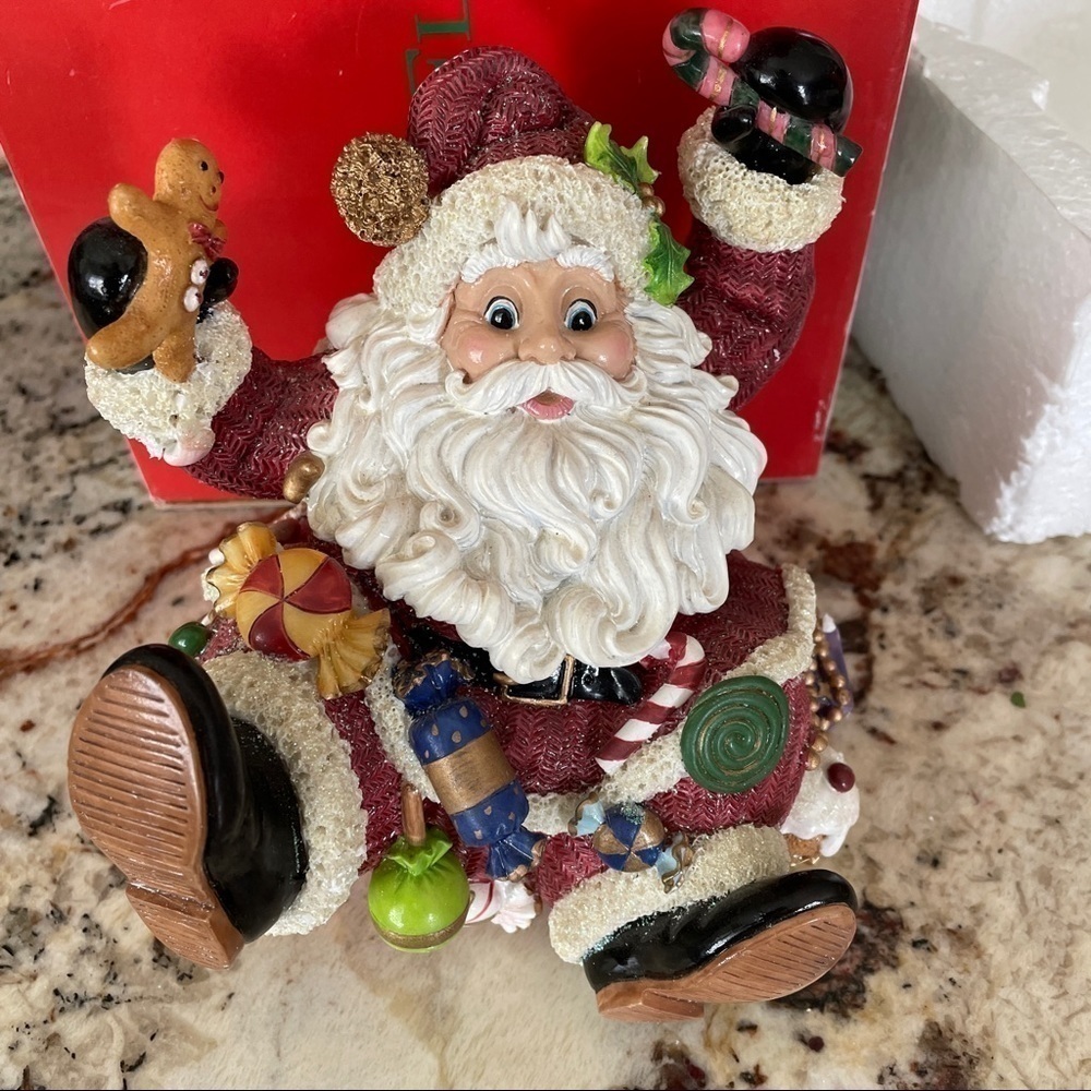 Fitz & Floyd Santa's Sweets Musical Santa Figurine Tune Jolly Old St. Nicholas